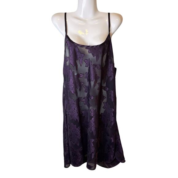 VTG 90s Soft Sensations Sheer Mesh Floral Slip Dress 2X Goth Fairycore Lingerie - Picture 1 of 7